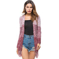 Unique Gradient Color Design Casual Style Knitted Cardigan With Tassel