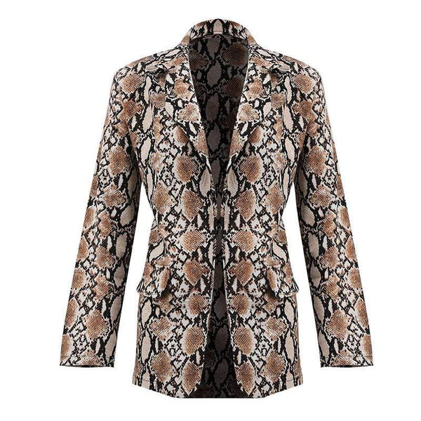 Unique Snake Skin Print Women Fashion Casual Blazer