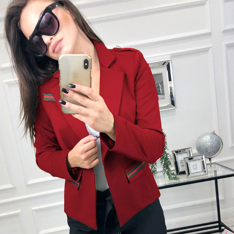 Unique Stripe Print Patchwork Design Women Lapel Slim Fit Suit