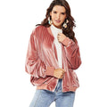 TIY Fleece Vintage Women Casual Dolman Sleeves Velvet Fabric Loose Jacket TIY