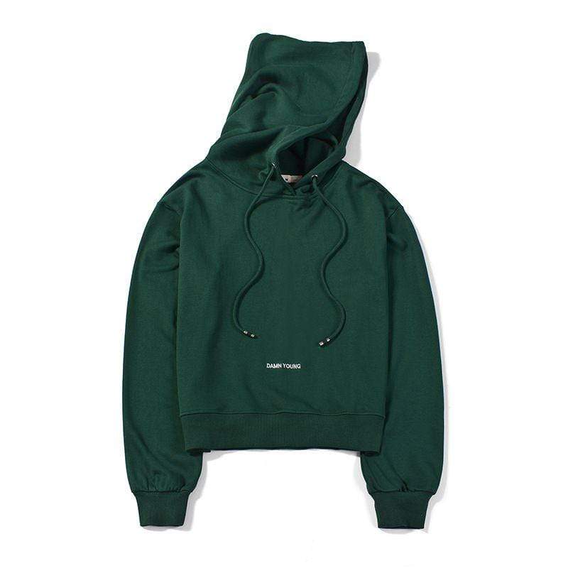 Women Short Length Casual Style Solid Color Words Embroidered Hoodies