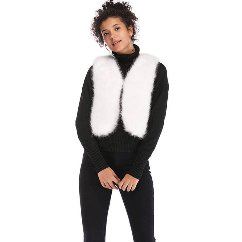 Women Short Length Winter Wear Solid Color Fur Like Sleeveless Vest
