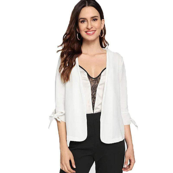 Women Solid Color Casual Style Unique Three-quarter Sleeves Blazer
