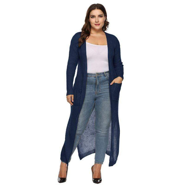 Women Solid Color Long Length Casual Style Loose Cardigan