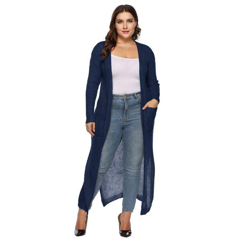 Women Solid Color Long Length Casual Style Loose Cardigan