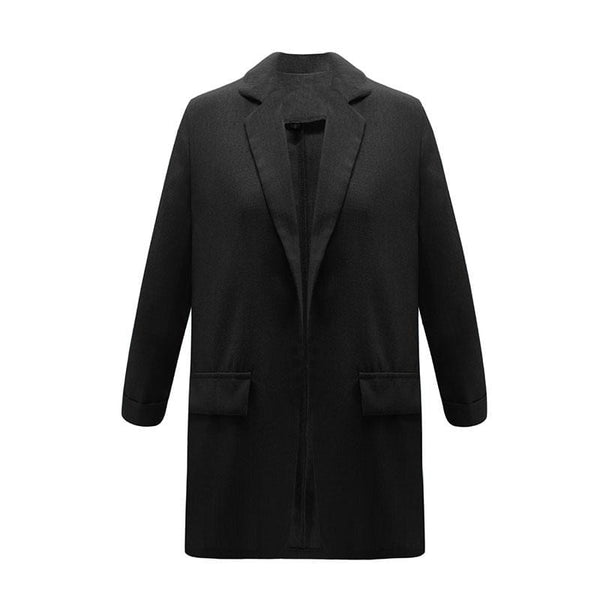 Women Solid Color Long-sleeve Lapel Collar Casual Blazer