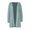 Women Solid Color Long Sleeves Loose Pattern Plush Cardigan With Hat