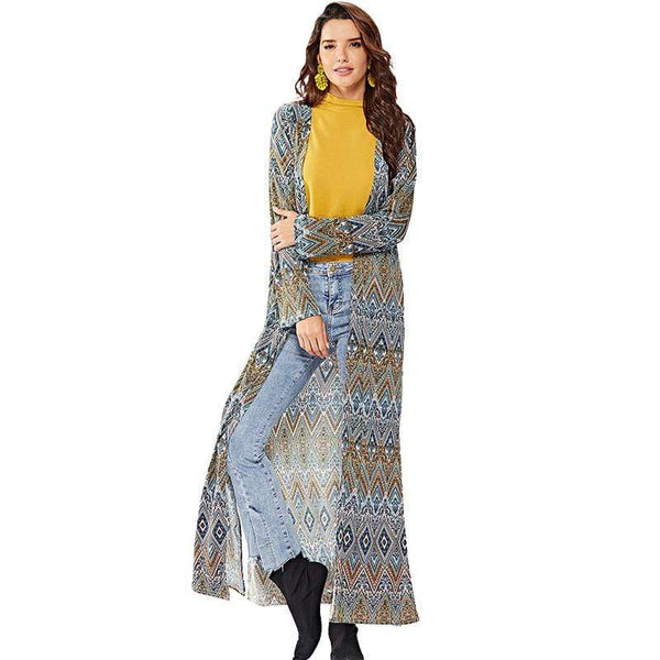 Women Vintage Geometric Print Long Length Casual Overall