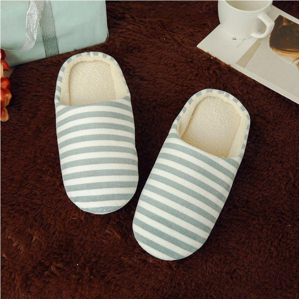 TIY Footwear New Stripe Print Cover Toe Indoor Soft Outsole Cotton Slippers Shoes TIY
