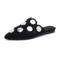 TIY Footwear Pointed-toe Round Metal Buckle Decor Hollow Out Upper Design Fashion Outdoor Slippers Shoes TIY