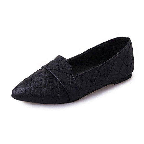 TIY Footwear Retro Plaid Pattern Pointed-toe Women Fashion Flat Shoes TIY