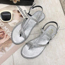 TIY Footwear Rhinestone Decor Toe Ring Design Flat Gladiator Sandals Shoes TIY