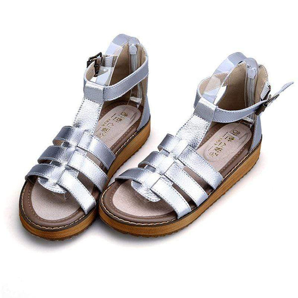 TIY Footwear Rome Style Women Solid Color Buckle Ankle Strap Design Sandals Shoes TIY