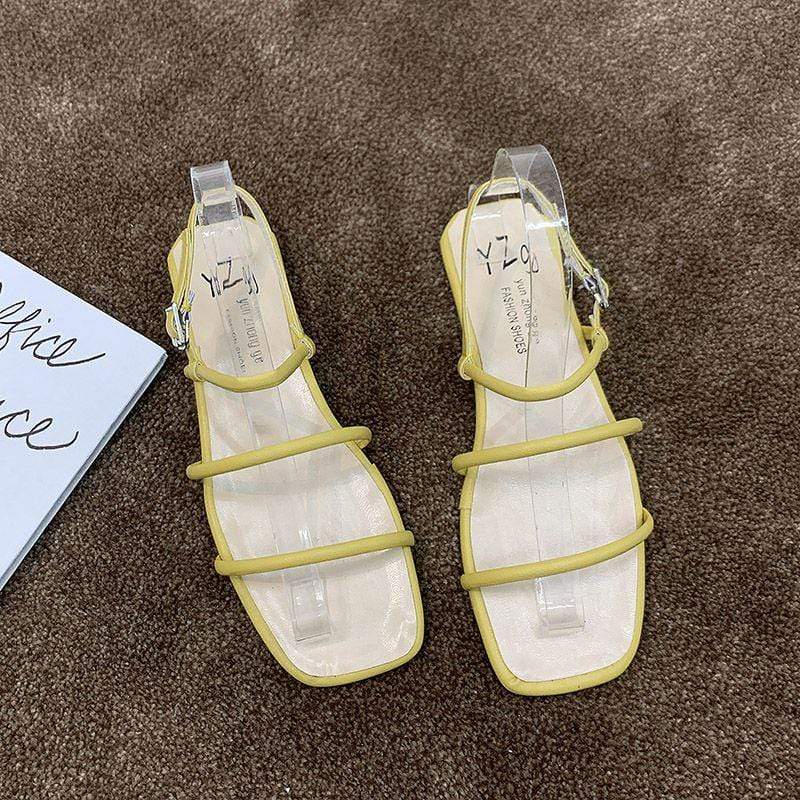 TIY Footwear Simple Elegant Square-toe Buckle Strap Sandals TIY