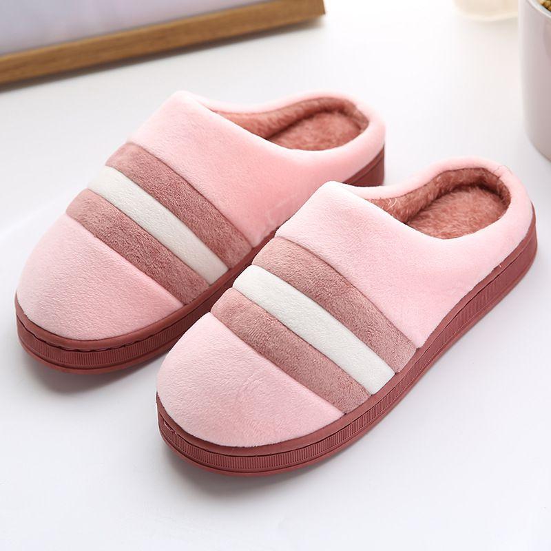 TIY Footwear Simple Stripe Pattern Cover Toe Men Women Home Wear Slippers Shoes TIY