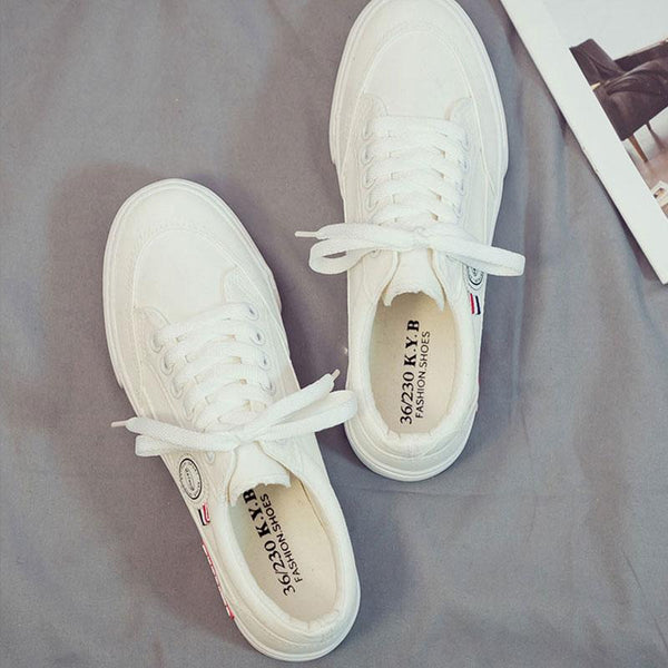 TIY Footwear Simple Style Round Toe Lace-up Canvas Shoes TIY