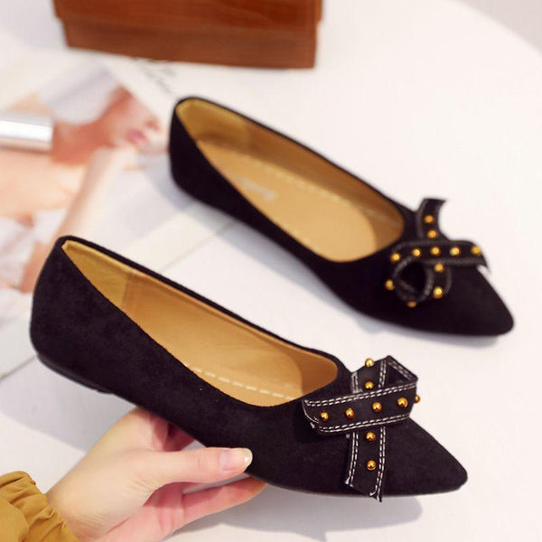 TIY Footwear Simple Suede Upper Rivet Decor Anti Skid Breathable Flat Shoes TIY