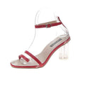 TIY Footwear Stitching Color Square-toe Ankle Strap Chunky Heel Sandals Shoes TIY