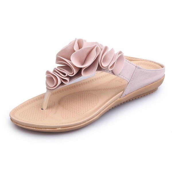 Suede Flower Pattern Flip-flop Slippers Shoes