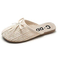 TIY Footwear Summer Fashion Bowknot Decor Cover-toe Flat Slippers Shoes TIY
