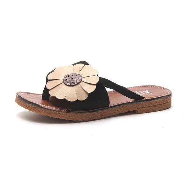 Summer Hot Sale Sunflower Design Women Antiskid Beach Outdoor Slippers Shoes