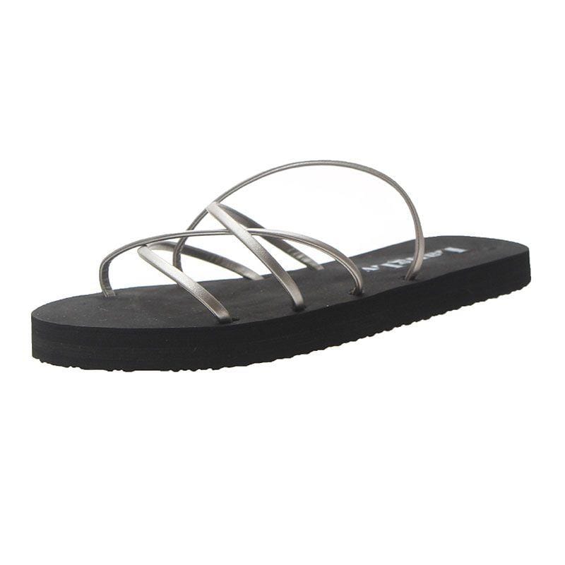 Summer Upper Crossed Design Women Soft Insole Flat Slippers Shoes