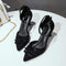 Sweet Style Pointed-toe Fashion Buckle Design Ankle Strap High Heel Shoes