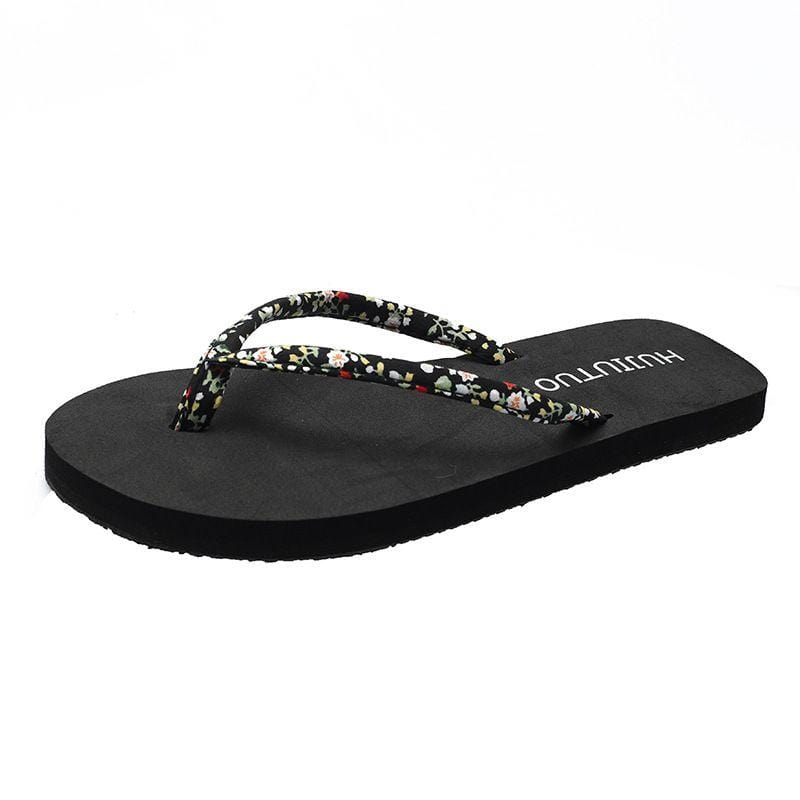 Tiny Flower Pattern Toe Post Slippers Shoes