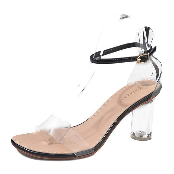 Transparent Upper Buckle Ankle Strap High Heel Sandals Shoes