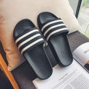 Two Tone Stripe Pattern Design Women Casual Indoor Slippers Shoes
