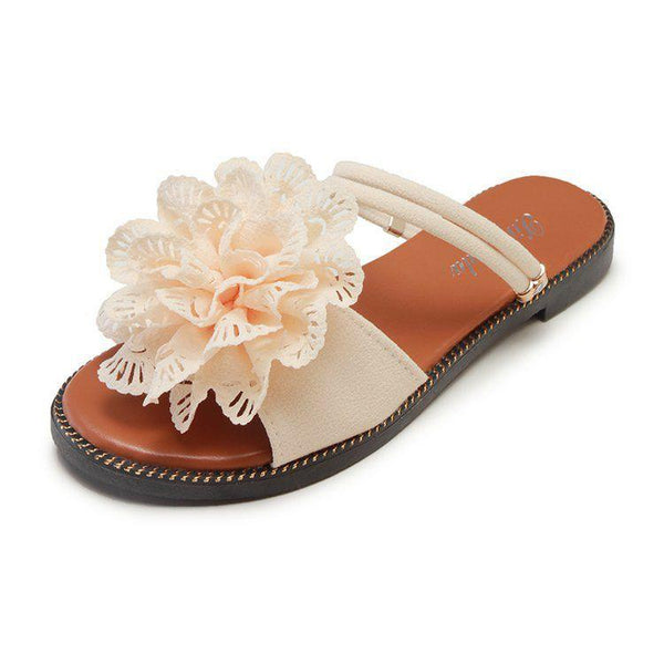 Two Wearing Ways Flower Pattern Fashion Outdoor Slippers Shoes