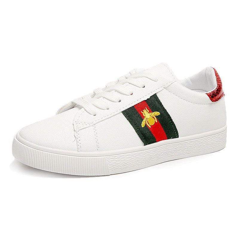 Unique Bee Embroidery Blocking Color Design Lace-up Sneakers Shoes