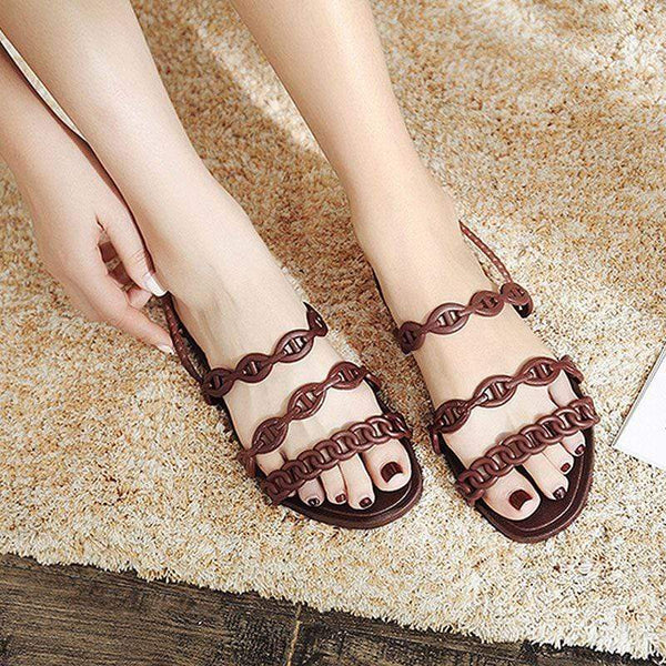 Unique Chain Pattern Design Women Casual Flat Slippers Shoes