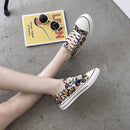 Unique Pattern Design Women Fashion Round-toe Lace-up Canvas Shoes