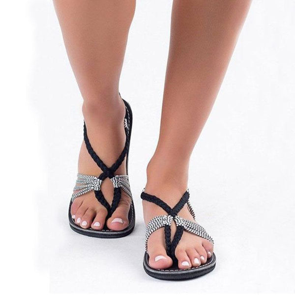 Women Open Toe Flat  Beach Slippers Shoes