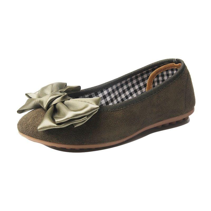 Women Round-toe Bowknot Pattern Decor Suede Upper Loafers Shoes