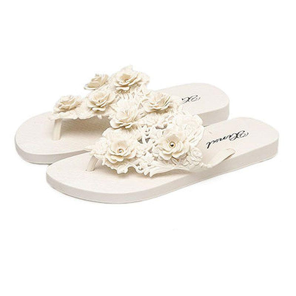 Women Summer Upper Flower Pattern Design Anti Skid Flip-flop Slippers Shoes
