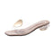 Women Transparent Design Block Heels Slippers Shoes