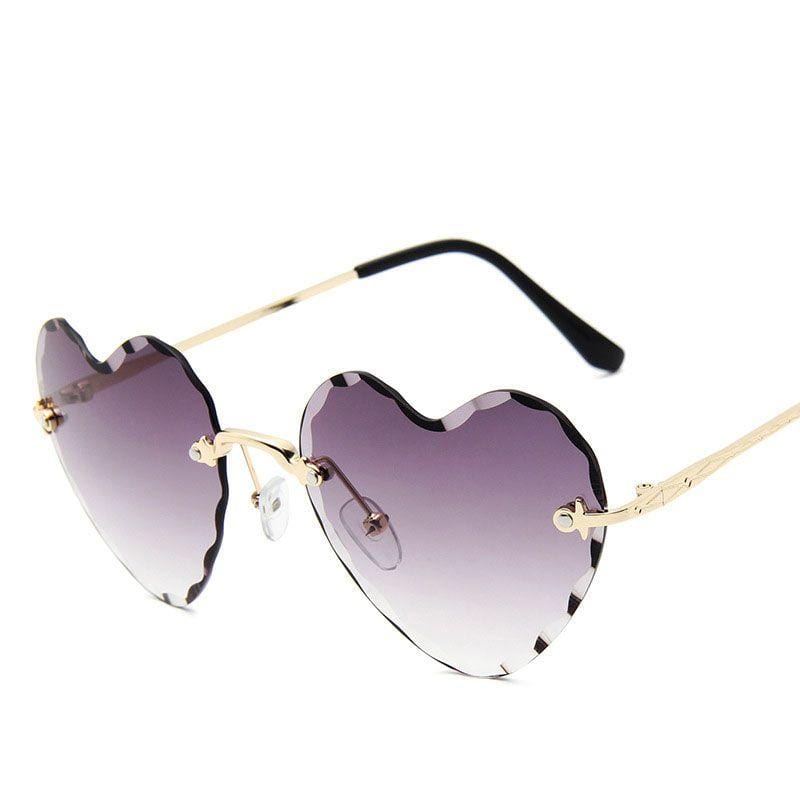 TIY Glasses Romantic Heart Shaped Women Unique Rimless Metal Frame Sunglasses TIY
