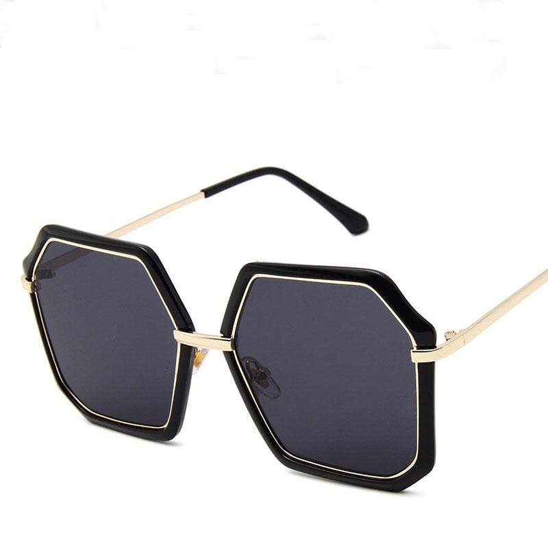 TIY Glasses Vintage Women Fashion Polygon Shape Big Metal Frame Sunglasses TIY