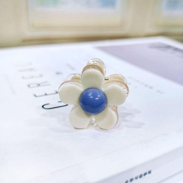 TIY Hair Care School Girl Sweet Block Color Flower Pattern Acrylic Hair Claw TIY