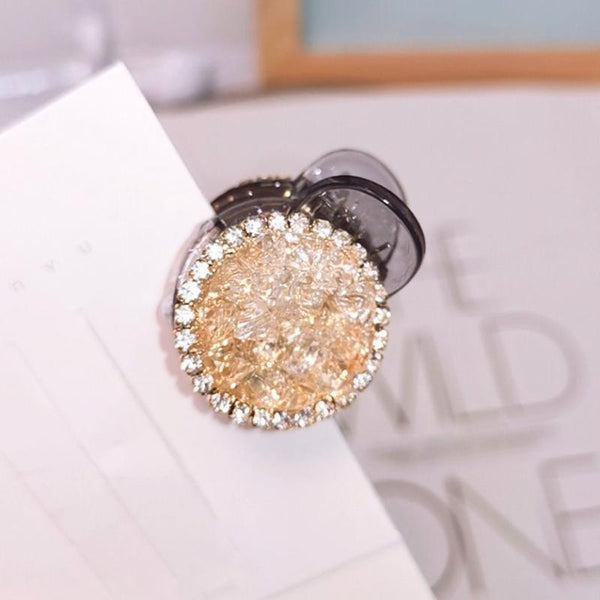 TIY Hair Care Small Size Women Cute Rhinestone Decor Round Shape Acrylic Hair Claw TIY