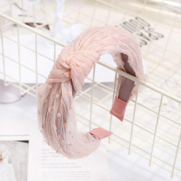 TIY Hair Care Sweet Candy Color Mesh Fabric Knotted Design Women Headband TIY