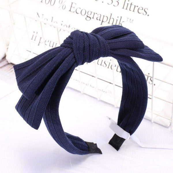 TIY Hair Care Sweet Double Layer Bowknot Decor Women Solid Color Headband TIY