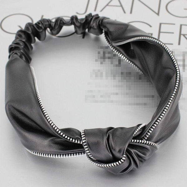 TIY Hair Care Vintage Style Women Unique Zipper Pattern PU Headband TIY