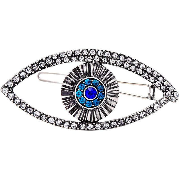 TIY Hair Care Vintage Unique Eye Shaped Hollow Alloy Rhinestone Hair Clip TIY