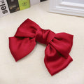 Women Sweet Bowknot Design Solid Color Satin Hair Clip