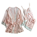 TIY Home Sexy Lady Lace Silk Camisole Shorts Bathrobe Pajamas Set TIY