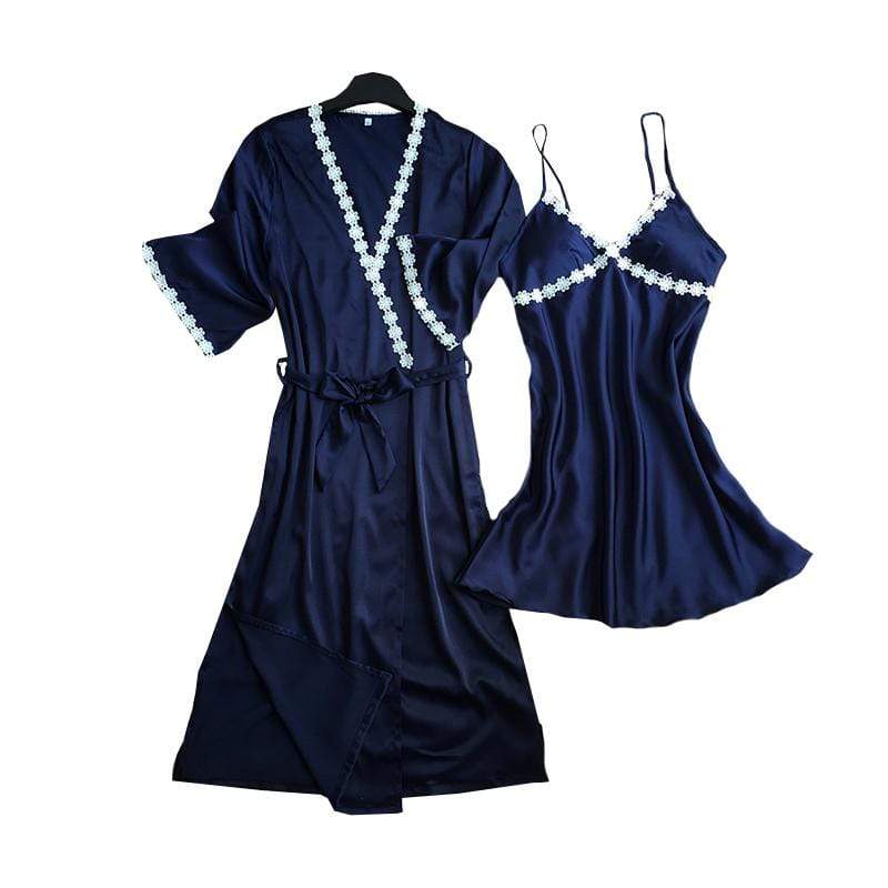 TIY Home Sexy Style Women Luxury Design Sleepress Nightgown Embroidery Pajama Set TIY