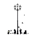 Supplies PVC Black Color Cat Butterfly Street Lamp Removable Mural Decoration Kids Room Wall Stickers